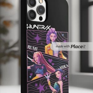 Etui na telefon z motywem Łowców Demonów K-Pop, wytrzymałe etui na telefon, anime na iPhone'a 16/15/14, prezent na Samsunga Galaxy 24/23, etui dla fanów Łowców Demonów K-Pop, etui na telefon