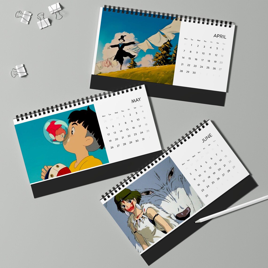 Simplex Desk Calendar 2025 Grid Miyazaki Calendar - Etsy