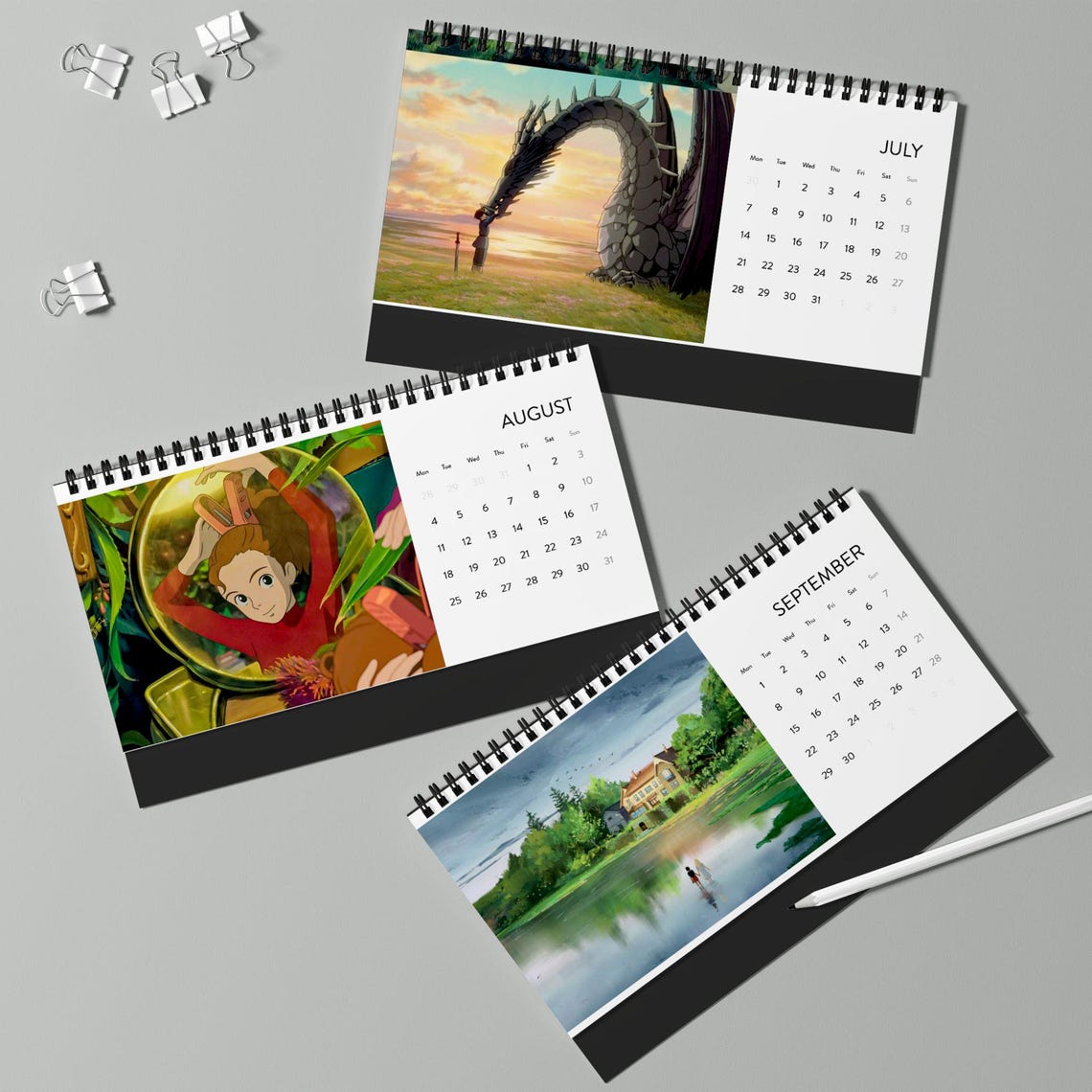 Simplex Desk Calendar 2025 Grid Miyazaki Calendar - Etsy