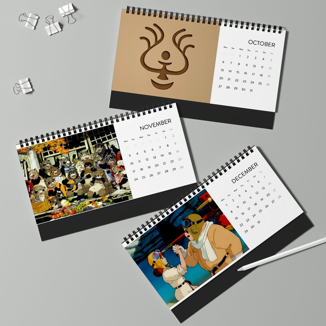Simplex Desk Calendar 2025 Grid Miyazaki Calendar - Etsy