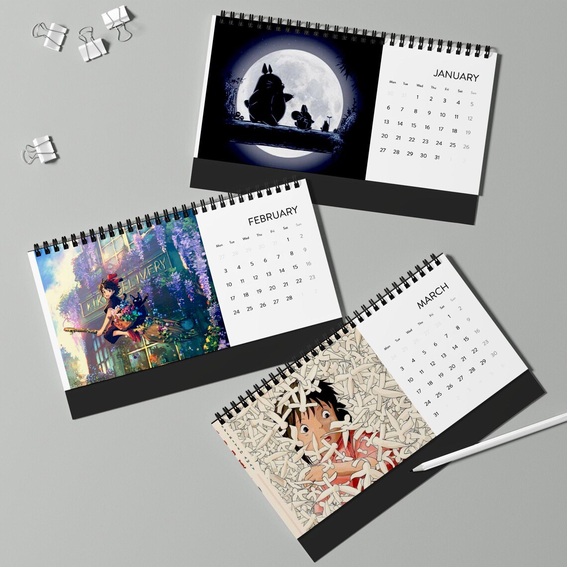 Simplex Desk Calendar 2025 Grid Miyazaki Calendar - Etsy
