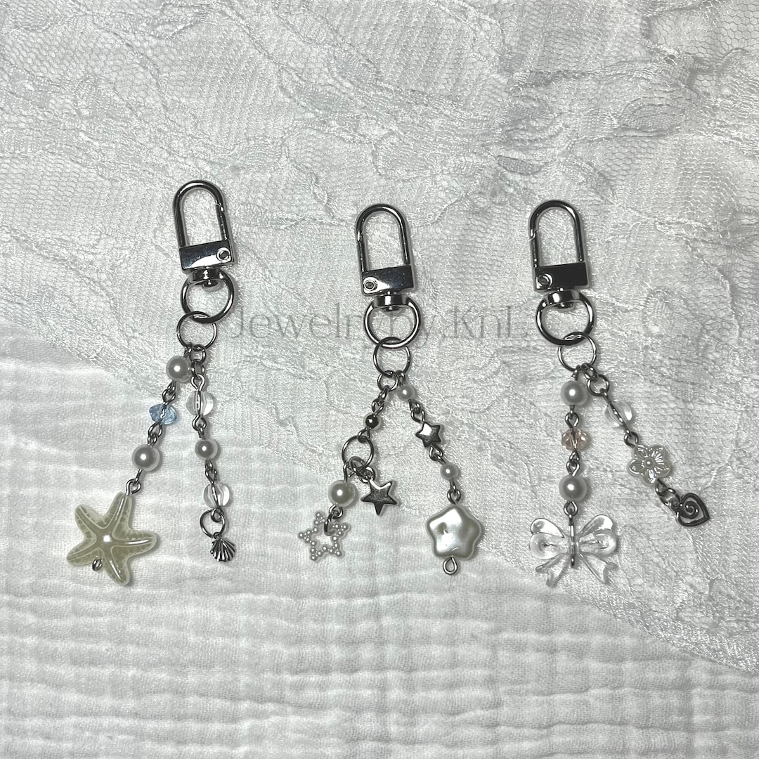 Dangle Chain Keychain Cute and Simple Beaded Dangle Keychain / Phone Strap ( Phone Charm ...