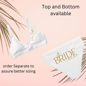 Personalized Bride high-waisted bikini bottom orTop,Two Piece Bridal Swimsuit, Separate Top or bottom Custom Bridal