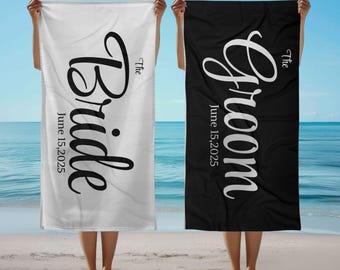 Mr. and Mrs. Bride and Groom Towel - Personalized Wedding Gift, Honeymoon Accessories,bridal shower gift