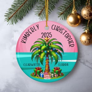 Custom Palm Tree Ornament,Tropical Holiday Decor,Personalized Christmas Gift,2-Sided Print,Unique Keepsakes,Party favor,teacher gift,