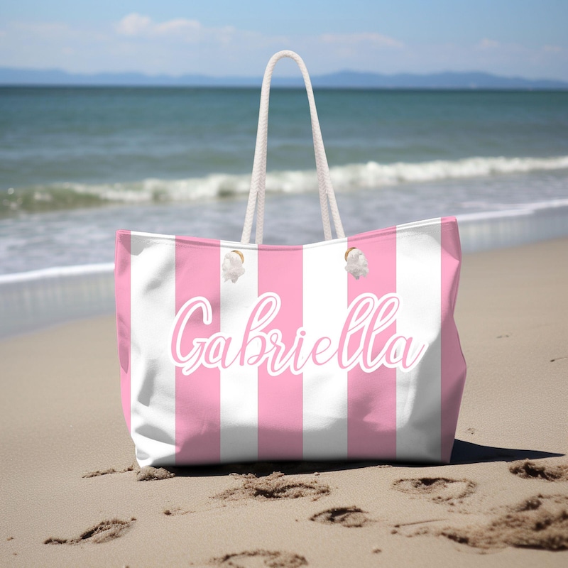 Striped Beach Bag- Sand Stripe