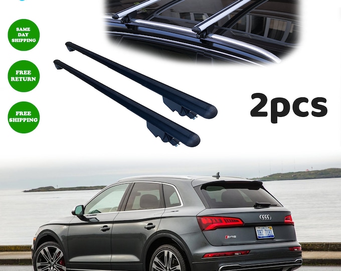Audi Q5 (FY) 2018-2023 Roof Rack Cross Bars Flush Rails Black 2pcs-Luggage Rack Carrier Flush-mounted Roof Rails Aluminum Bar