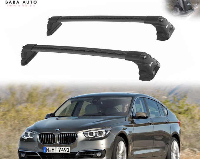 To Fits BMW 5-Series Gran Turismo F07 2009-2017 Roof Rack Cross Bars Fix Points Black 2pcs-Luggage Rack Carrier   Aluminum Bar Turtle Air 3