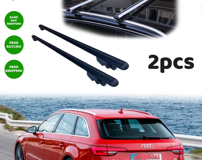 Audi A4 AVANT (B9) 2016-2023 Roof Rack Cross Bars Flush Rails Black 2pcs-Luggage Rack Carrier Flush-mounted Roof Rails Aluminum Bar