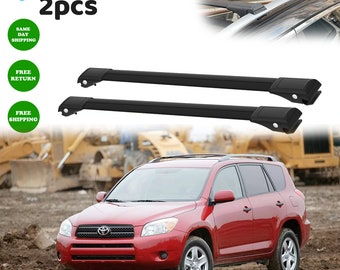 Toyota RAV4 MK3 XA30 2006–2012 fit Roof Rack Cross Bars Rails Black 2pcs-Luggage Rack Carrier Raised  Roof Rails Aluminum