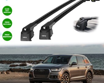 Audi Q7 (4M) 2016-2023 Lockable Aerodynamic Black Cross Bars Roof Rack for  Fits Flush Rails, 2-Piece Set Roof Bars Baba Auto Line