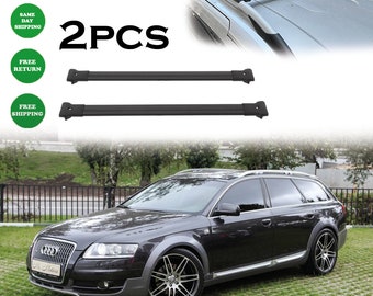Audi A6 C6 Allroad Quattro 2006-2011 fit Roof Rack Cross Bars Black Luggage Rack Raised Roof Rails Pair Carrier luggage Bar