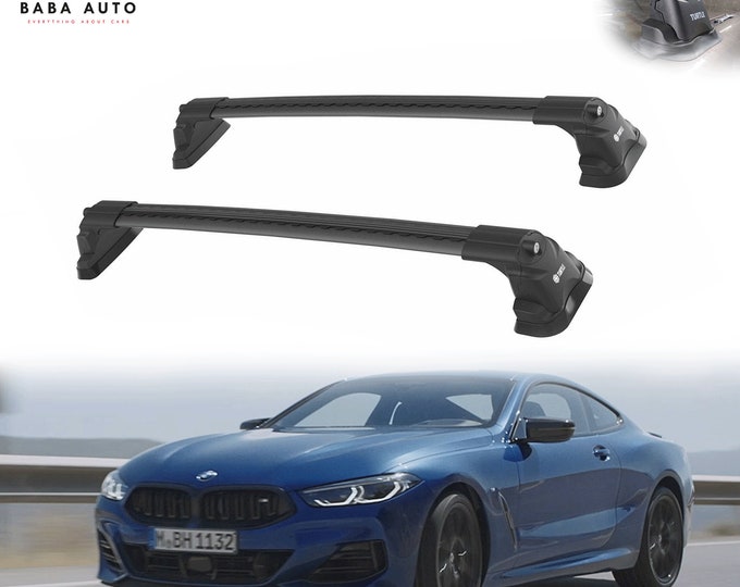 To Fits BMW 8-Series G15 2019-2023 Roof Rack Cross Bars Fix Points Black 2pcs-Luggage Rack Carrier   Aluminum Bar Turtle Air 3