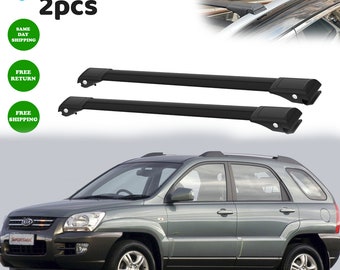 Kia Sportage 2004-2010 Roof Rack Cross Bars Easy Installation Secure Attachment Raised Roof Rails Black Roof Bar