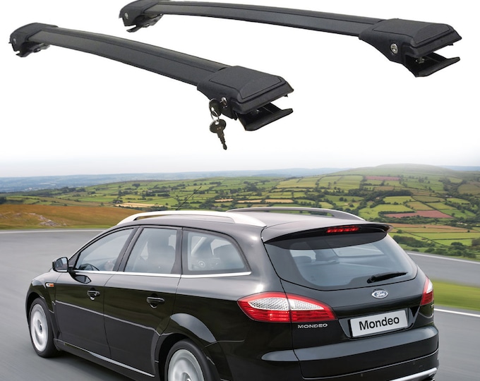 To Fits Ford Mondeo Estate/Wagon 2001-2007 Roof Rack Cross Bars Rails Black 2pcs-Luggage Rack Carrier Flush-mounted Roof Rails Aluminum