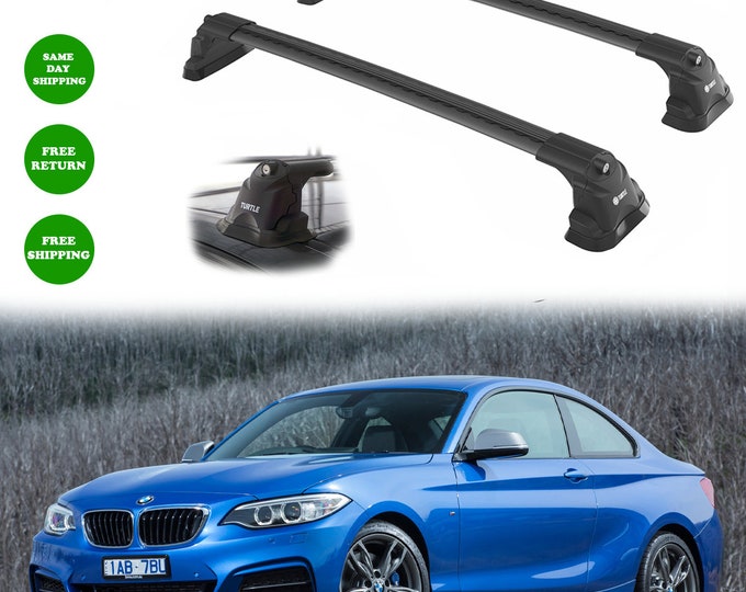 BMW 2-Series F22 2014-2019  fit  Roof Rack Cross Bars Fix Points Black 2pcs-Luggage Rack Carrier   Aluminum Bar Turtle Air 3