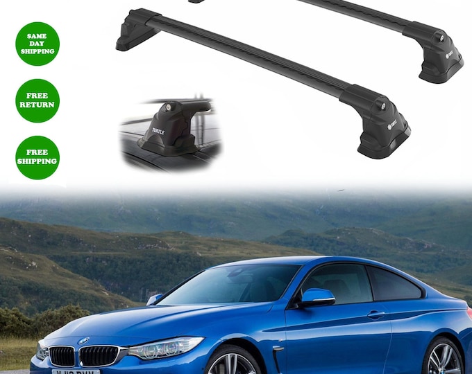 BMW 4-Series F32 2014-2020 2013-2019 fit  Roof Rack Cross Bars Fix Points Black 2pcs-Luggage Rack Carrier   Aluminum Bar Turtle Air 3