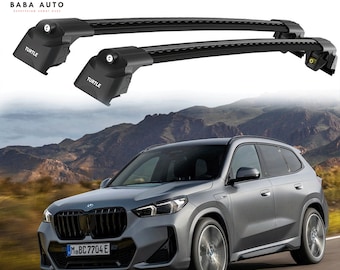 Afsluitbare aerodynamische zwarte dakdrager voor BMW X1 F48 2016-2023, past op verzonken rails, 2-delige set dakdragers Baba Auto Line