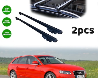 Audi  A4 AVANT (B8) 2008-2015 Roof Rack Cross Bars Flush Rails Black 2pcs-Luggage Rack Carrier Flush-mounted Roof Rails Aluminum Bar