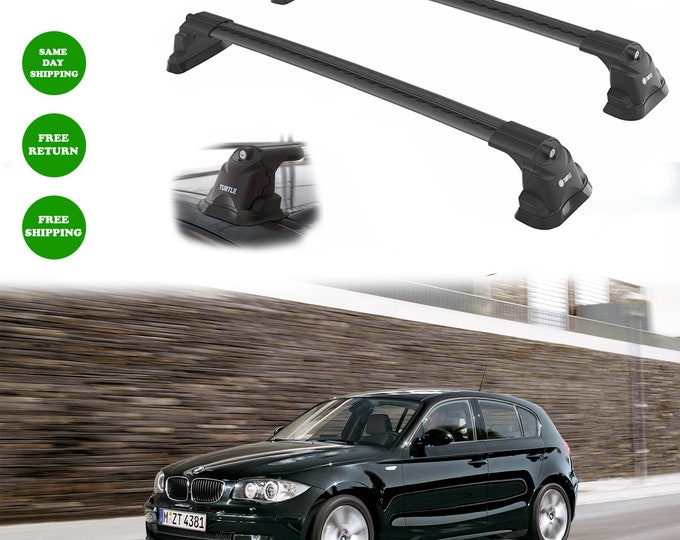 BMW 1-Series E87 2004-2011  fit  Roof Rack Cross Bars Fix Points Black 2pcs-Luggage Rack Carrier   Aluminum Bar Turtle Air 3