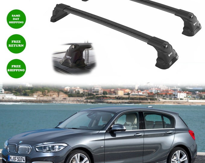 BMW 1-Series F21 2012-2019  fit  Roof Rack Cross Bars Fix Points Black 2pcs-Luggage Rack Carrier   Aluminum Bar Turtle Air 3