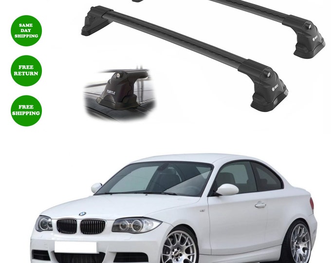 BMW 1-Series E82 2007-2013  fit  Roof Rack Cross Bars Fix Points Black 2pcs-Luggage Rack Carrier   Aluminum Bar Turtle Air 3
