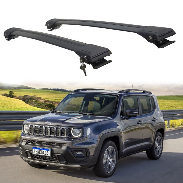 To Fits Jeep Renegade 2014-2022  Roof Rack Cross Bars Rails Black 2pcs-Luggage Rack Carrier Raised  Roof Rails Aluminum