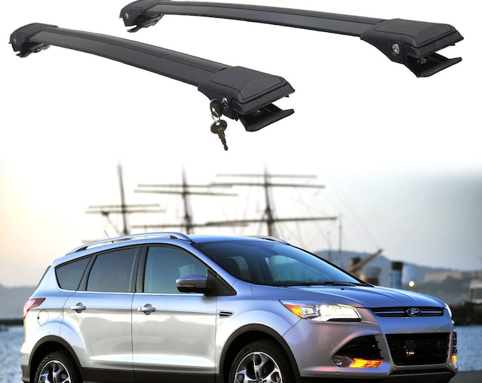 To Fits Ford Escape 2013-2019 Roof Rack Cross Bars Rails Black 2pcs-Luggage Rack Carrier Flush-mounted Roof Rails Aluminum
