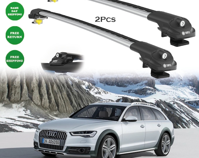 For Audi A6 ALLROAD (C7) 2012-2018 Roof Rack Cross Bars Rails Black 2pcs-Luggage Rack Carrier Raised  Roof Rails Aluminum