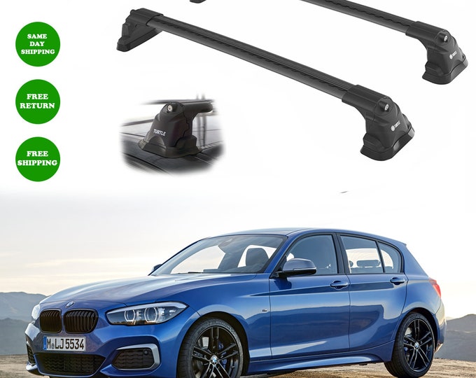 BMW 1-Series F20 2012-2019  fit  Roof Rack Cross Bars Fix Points Black 2pcs-Luggage Rack Carrier   Aluminum Bar Turtle Air 3