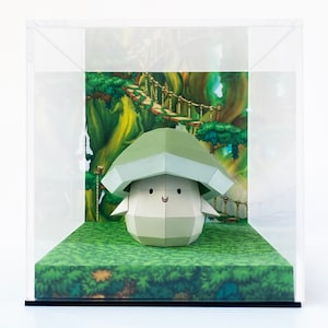 Maplestory Grüner Pilz Ellinia Zauberer Waldbaum Papierkunst Papier Modell Diorama Display Acryl Würfel