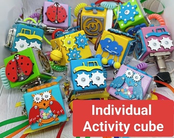 Activity cube baby, Travel toy, Montessori toy 1 year old, Motor skill cube, Travel busy cube,1 year old activity, Busy box for toddler