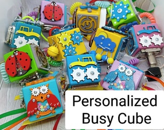 Activity cube for traveling, Wooden Busy cube small, Busy board 1 year old, Fidget cube , 1st birthday gift, Toddler gift ,Montessori toys.
