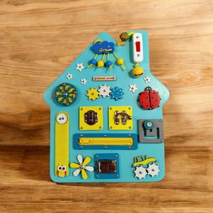 Montessori Busy Board House – Sensory Activity Board for Toddlers | Wooden Learning Toy | Busy House Gift for 1-3 Year Old | Travel Toy