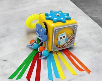 Toddler travel busy cube, Motor skill cube,Busy cube 1 year old, Kids activities, Wooden activity cube, 1 year old birthday gift, Fidget