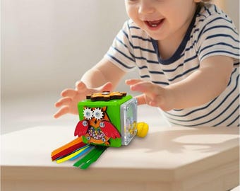 Montessori Busy Board Cube, Sensory Fidget Toy, First Birthday Gift