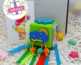 Occupé en cube, jouet éducatif pour voyage, Occupé cube de voyage, jouets Montessori, cadeau pour 1 2 3 ans, planche sensorielle Montessori pour tout-petit, boîte occupée