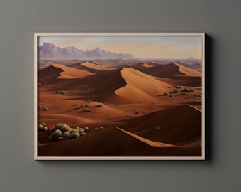 Sizable desert wall art. Horizontal nature painting. Livingroom decor digital art. Home decor art piece