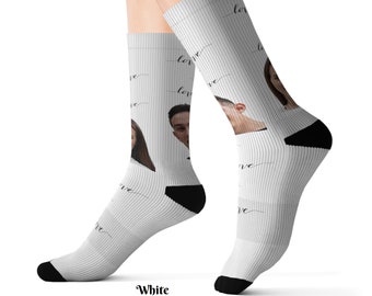 Custom socks for him, Custom socks for her, Custom crew socks, Trendy socks, Embroidered socks, Gift for family, Novelty socks, Crazy socks