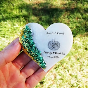 Ayatul Kursi faveurs islamiques - Boîtes personnalisées de faveurs de Nikkah - Aimant de réfrigérateur de finition du Coran - Cadeau de mariage musulman - Souvenir de bébé en résine