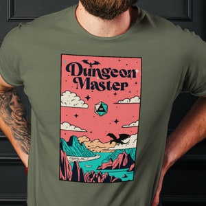 Retro Dungeon Master Shirt Dungeons and Dragons T-Shirt DM Gift DnD Shirt for Men Women RPG Tee Fantasy Tabletop Gamer Accessoires