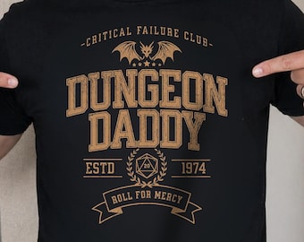 Personalized Dungeon Daddy Shirt, Custom DnD Shirt for Dad, Dungeon Master Gift, Funny Dungeons and Dragons Tee, RPG Gamer Gift