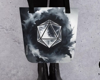 DnD Dice Tote Bag All Over Print Abstract Art Gift for Roleplay Fans Fantasy Accessory High Quality DnD Bag