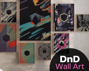 DnD Wall Art Set Dice Printable D&D Art Poster Dungeons and Dragons Decor D20 Print Game Room