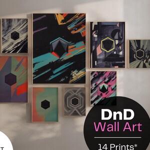 DnD Wall Art Set Dice Printable D&D Art Poster Dungeons and Dragons Decor D20 Print Game Room