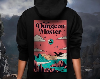 Retro Dungeon Master Hoodie for Gamers D20 Dice Dragon Design Fantasy Hoodie Dungeon Decor DnD Gift Retro Gaming Apparel