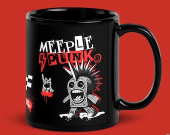 Black Meeple Punk Coffee Mug, Gifts for boardgamers, Boardgamer meeple, Meeples Upgrade