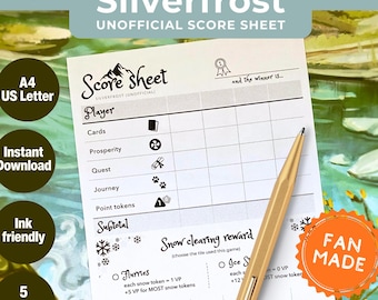 Everdell Silverfrost Score Sheet Printable PDF | Board Game Score Pad | 4 Players | A4 & US Letter | 5 Languages | Unofficial Fan Made