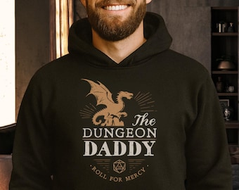 Awesome DnD Hoodie Dungeon Daddy, DnD Sweater Black Dragon Hoodie, Dungeons and Dragons Gift for Christmas