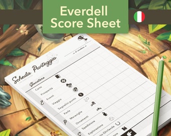 Italian Everdell Score Sheet - Scheda Punteggio - Instant Download - A4 Printable PDF